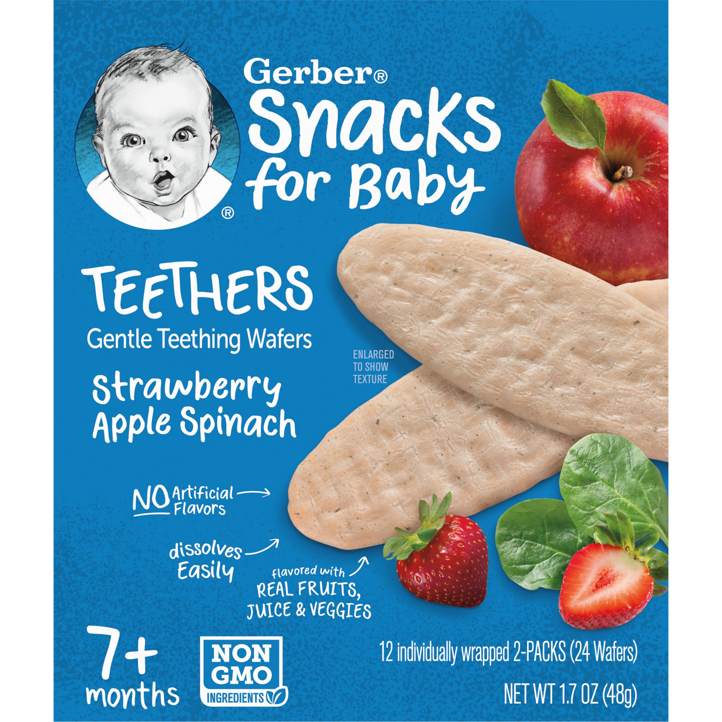 Foto 2 pulgar | Obleas Para La Dentición Gerber Gentle, Fresa, Manzana Y Espinaca, 50 G - Venta Internacional.