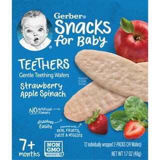 Foto 1 | Obleas Para La Dentición Gerber Gentle, Fresa, Manzana Y Espinaca, 50 G - Venta Internacional.
