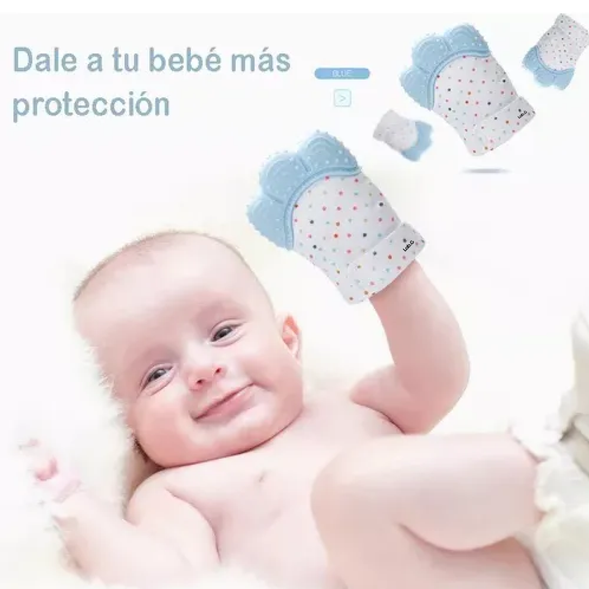Foto 4 pulgar | Set 2 Guantes Mordedera Bebé Suave Silicón De Dentición Lab.g Azul