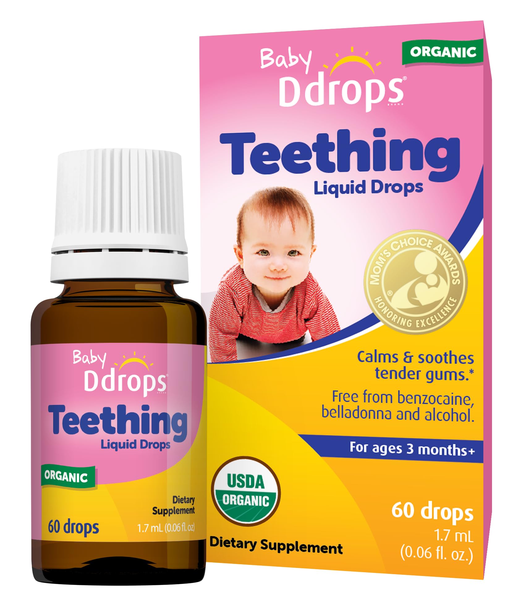 Gotas Líquidas Para Aliviar La Dentición Baby Organic, 60 Ml, A Partir De 3 Meses - Venta Internacional.