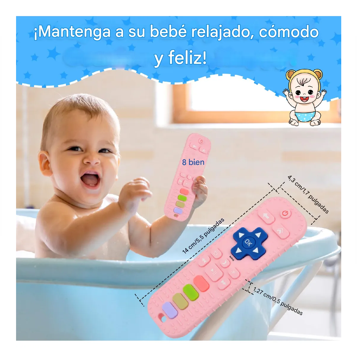 Foto 3 pulgar | Control Remoto De Silicona Belug  +mordedera Rosa