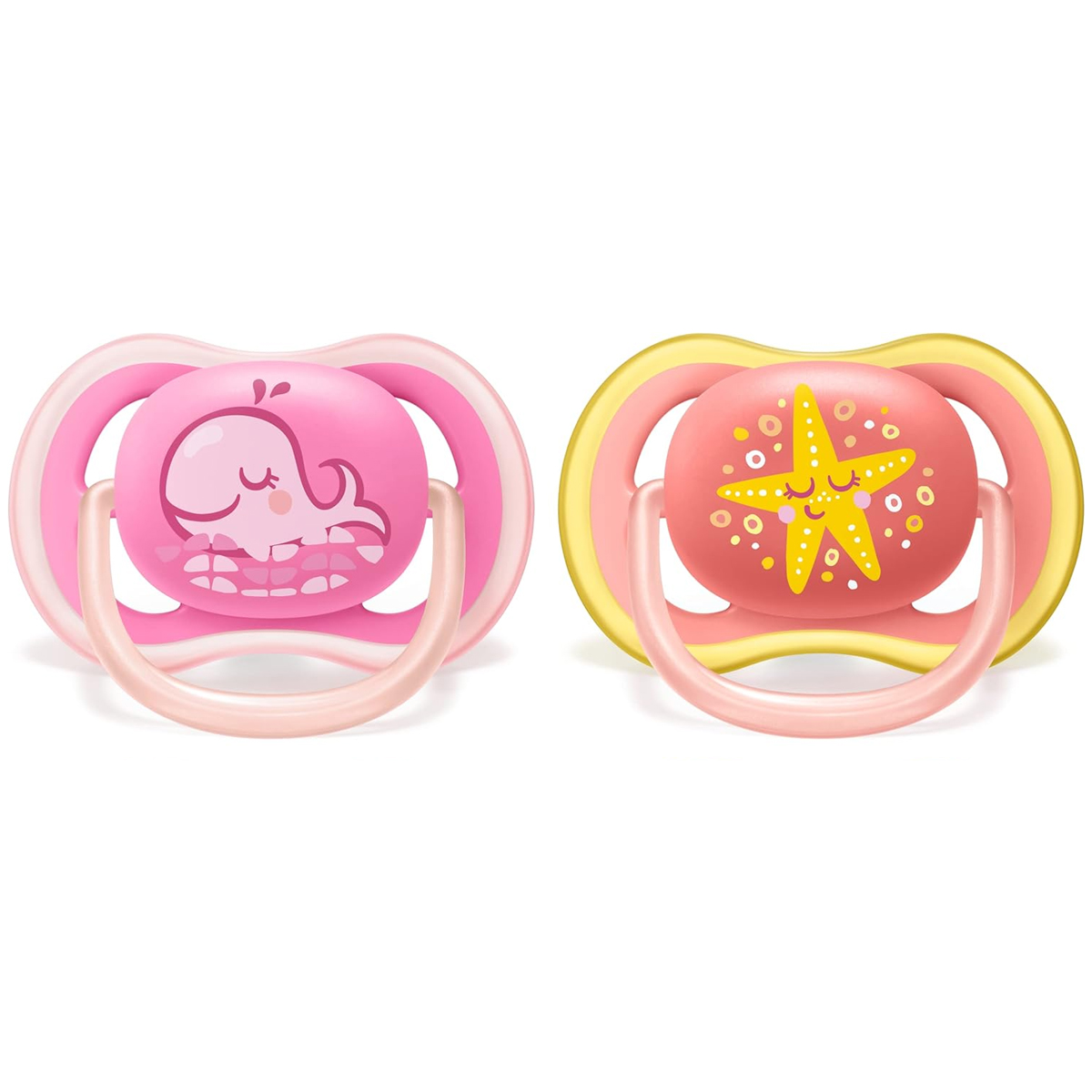 Foto 2 pulgar | Chupón Ultra Air Avent 6-18m 2pz Rosa con Diseño de Ballena