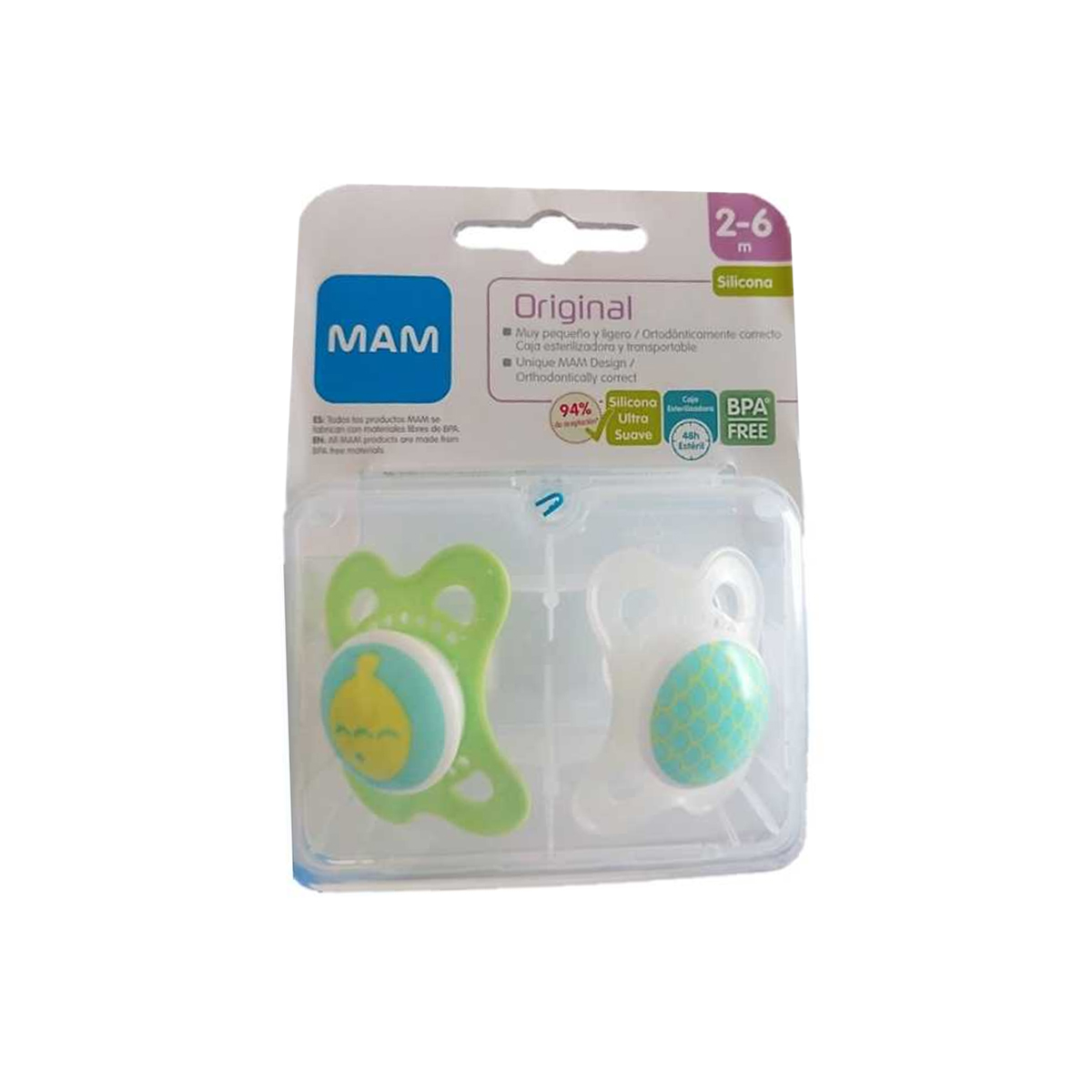 Chupón Mam Baby Original Verde 2-6m 2 Pz