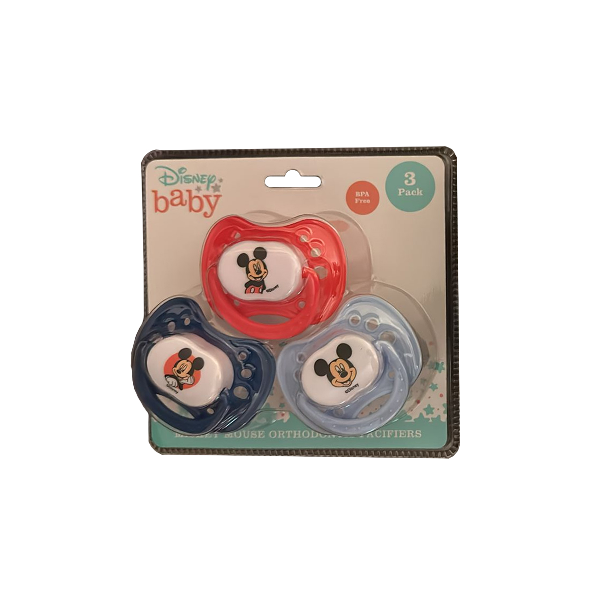 Chupón Ortodóntico Disney Baby Mickey 3pz Rojo Azul