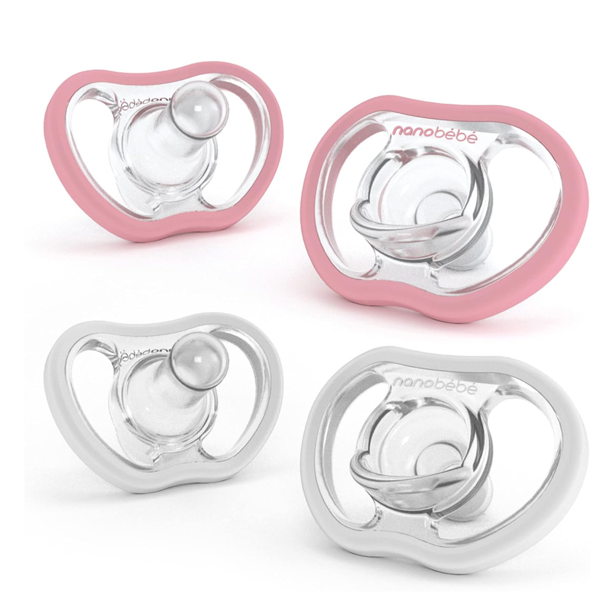 Chupón Flexy Nanobébé 0-3m 4pz Rosa Blanco