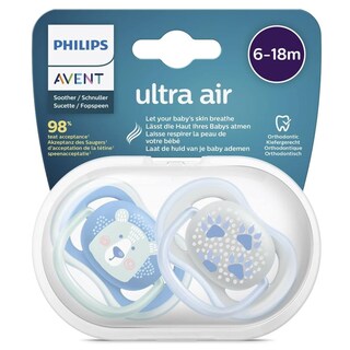 Foto 4 | Chupón Ultra Air Avent 6-18m 2pz Azul Huellas