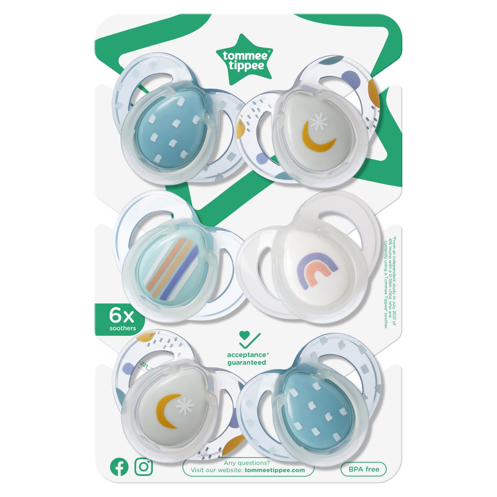 Foto 8 pulgar | Chupete Tommee Tippee Nighttime De 6 A 18 Meses Con Brillo En La Oscuridad - Venta Internacional.