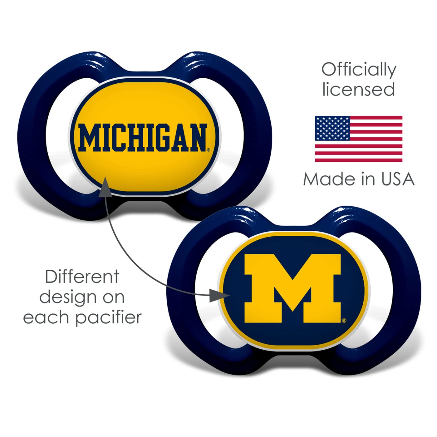 Foto 3 | Chupete Babyfanatic Ncaa Michigan Wolverines, Paquete De 2 - Venta Internacional.