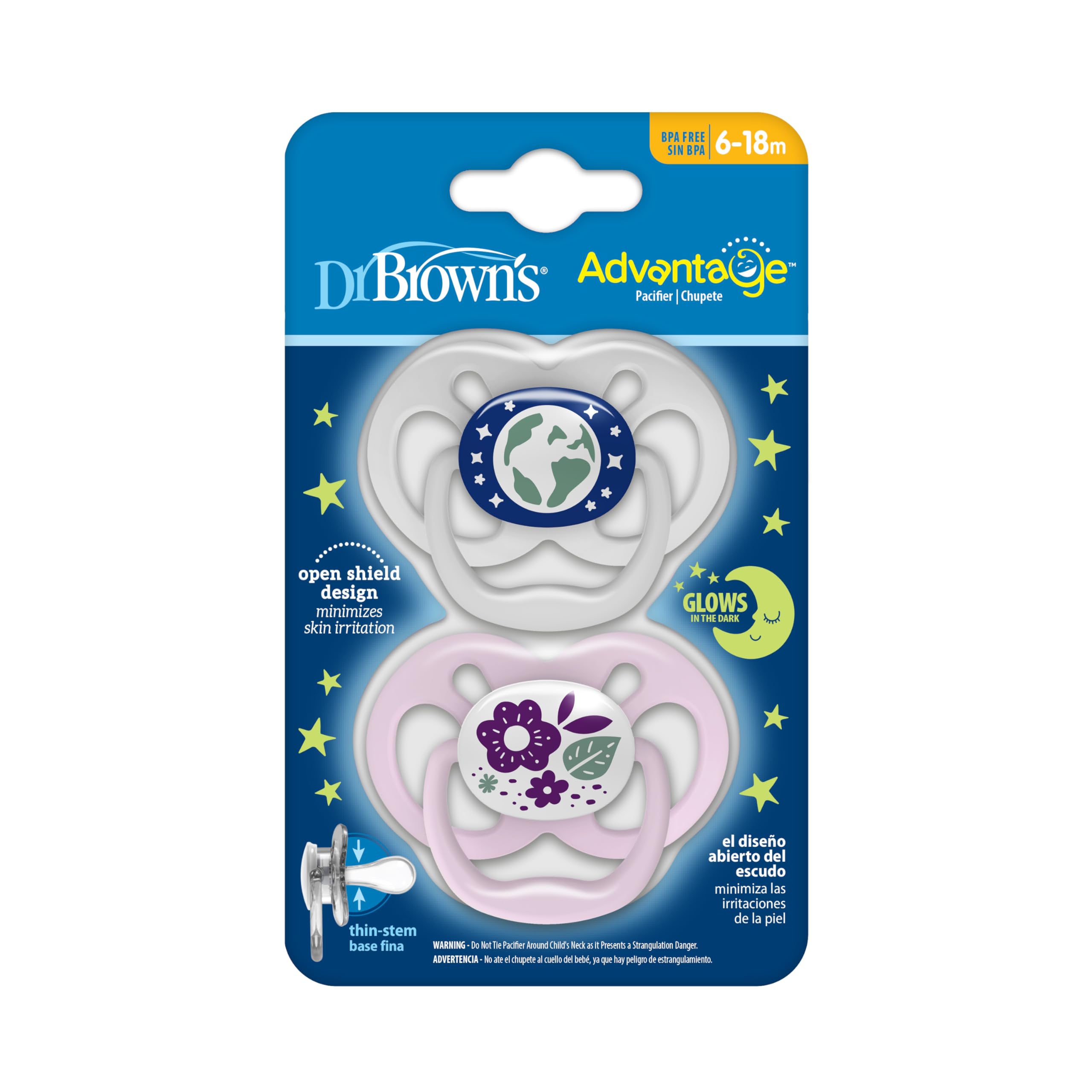 Foto 2 | Chupete Dr. Brown's Advantage Que Brilla En La Oscuridad, 6 A 18 M, Rosa, 2 Unidades - Venta Internacional.