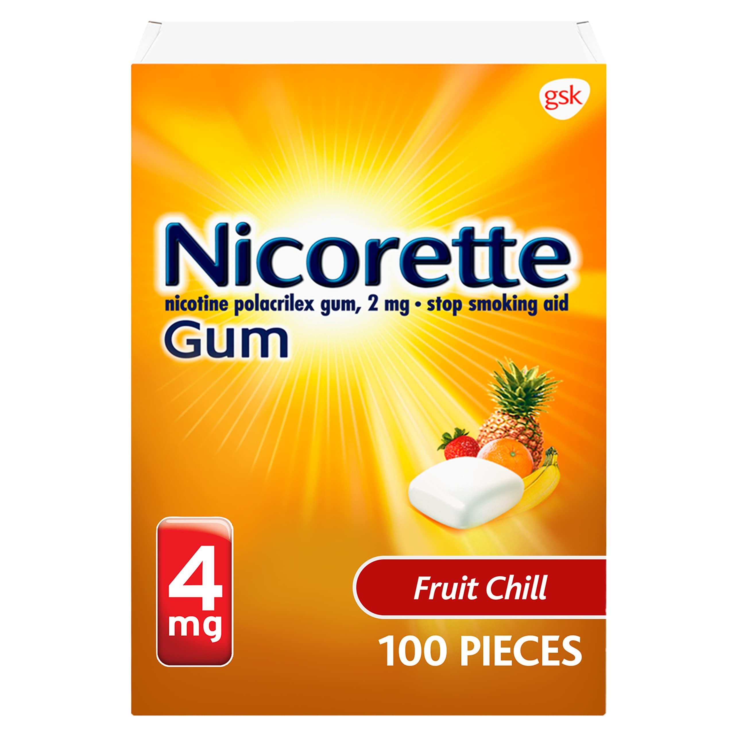 Foto 2 pulgar | Chicle De Nicotina Nicorette Fruit Chill, 4 Mg, Para Dejar De Fumar, 100 Unidades - Venta Internacional.