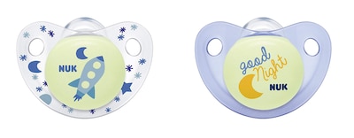 Foto 1 | Chupete Nuk, Lindo Como Un Botón, Que Brilla En La Oscuridad Para Niños De 0 A 6 M, Paquete De 2 - Venta Internacional.