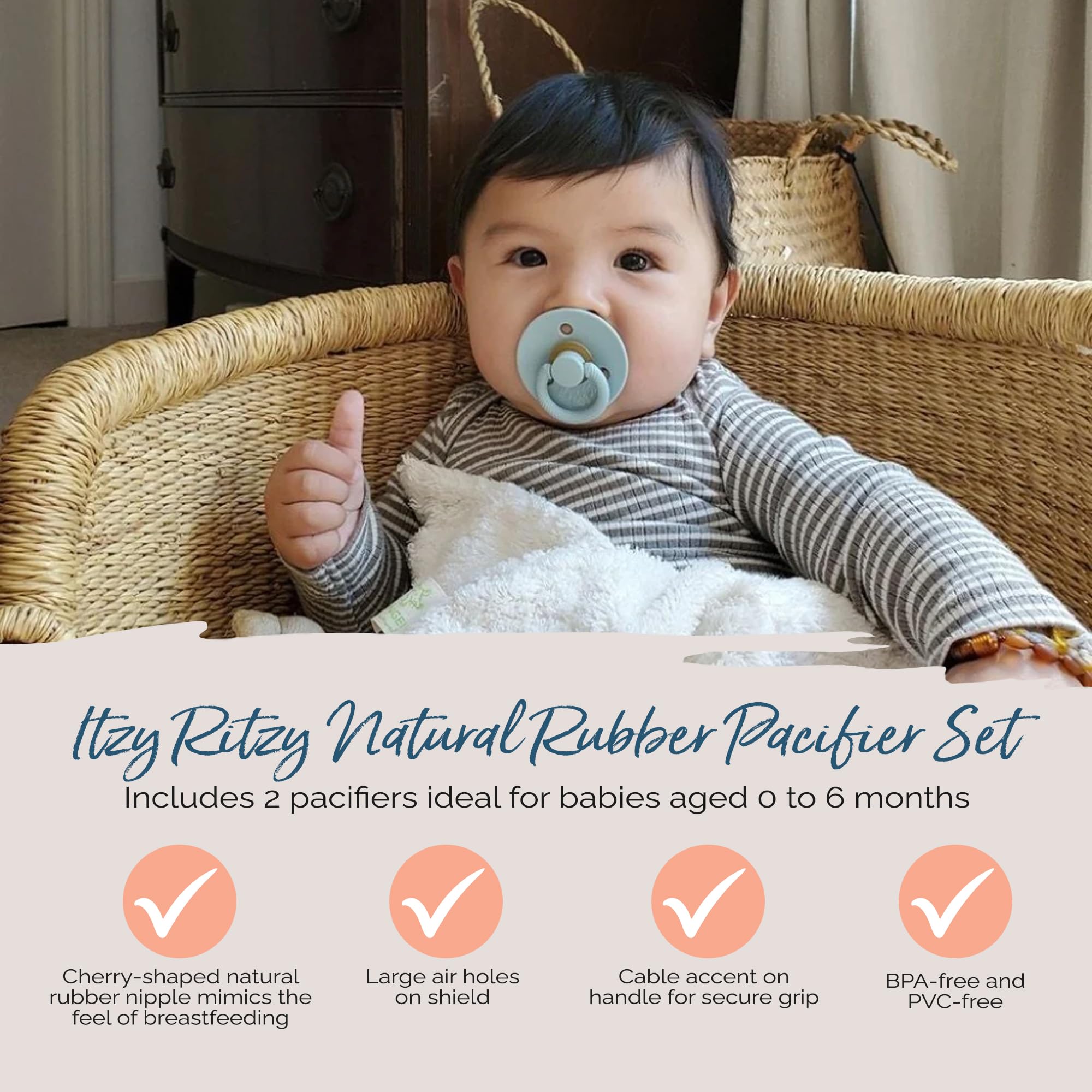 Foto 4 pulgar | Chupetes Itzy Ritzy De Caucho Natural Para Recién Nacidos De 0 A 6 Meses (2) - Venta Internacional.