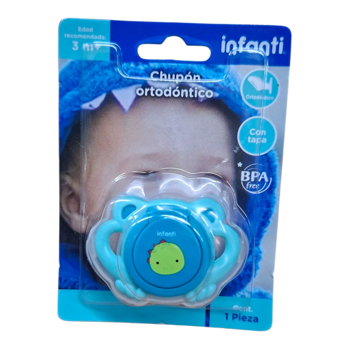 Chupon Ortodontico Dino Para Bebe Color Azul