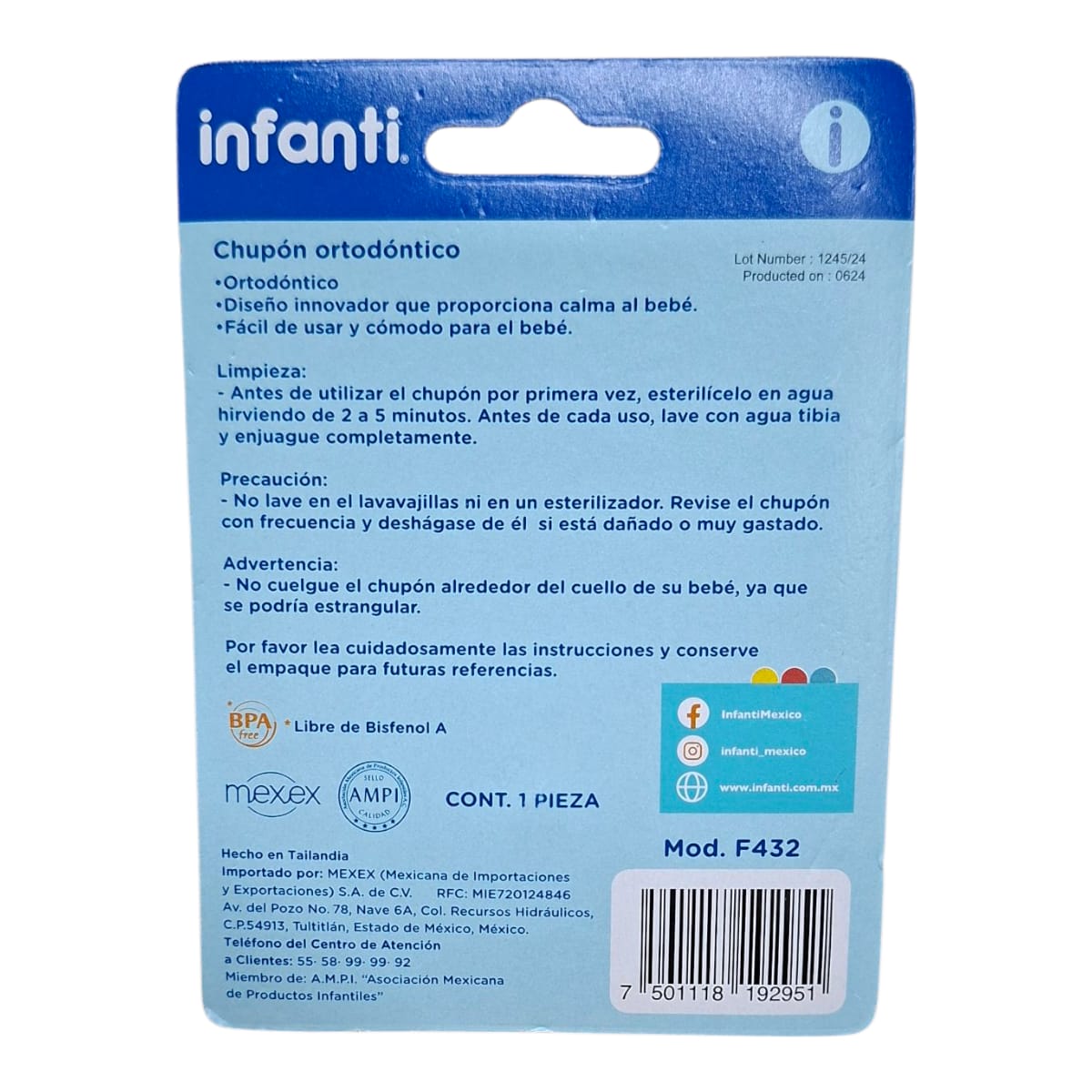 Foto 3 pulgar | Chupon Ortodontico Infanti Para Bebe
