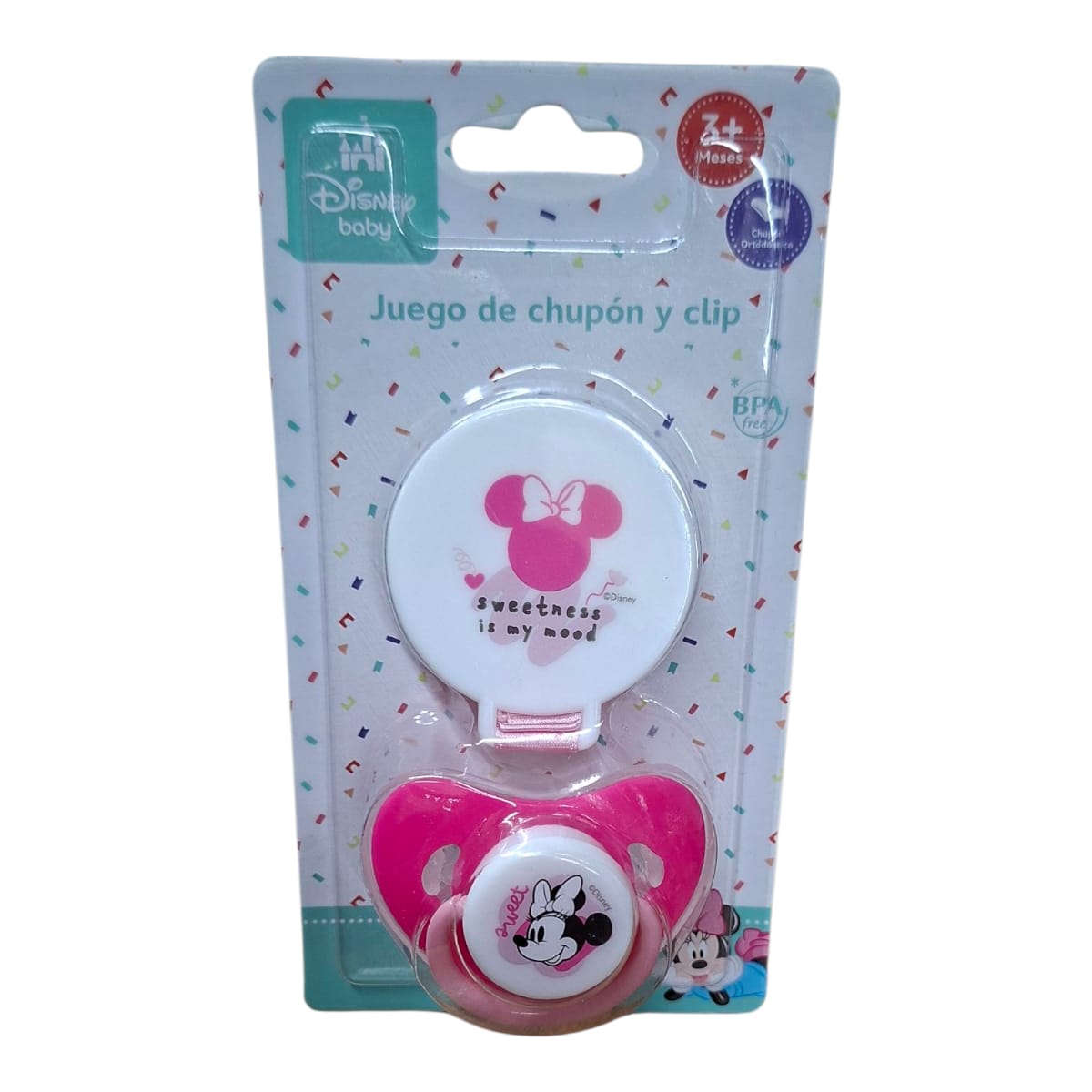 Chupon Y Clip Para Bebe De Minnie Mouse Color Rosa