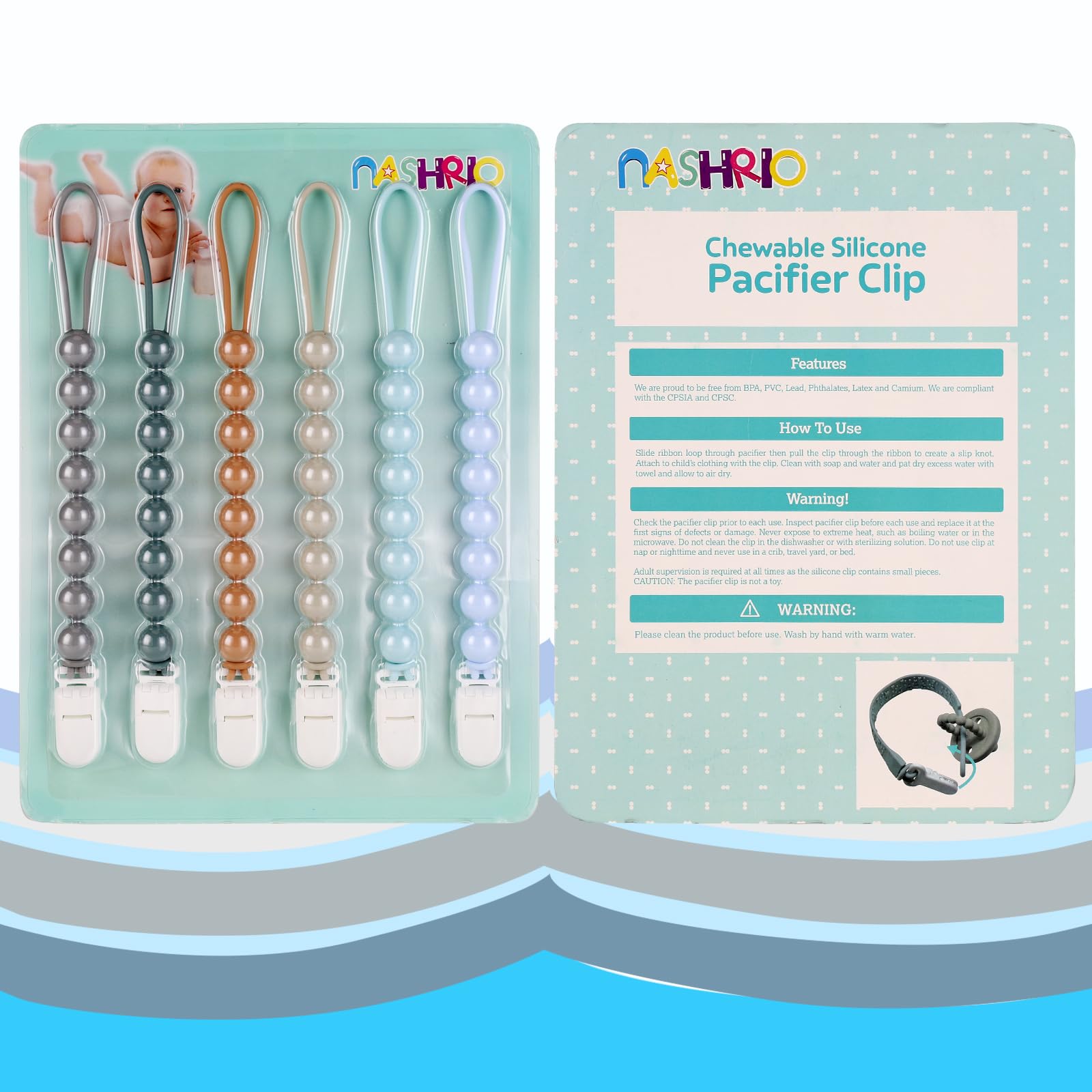 Foto 5 pulgar | Clip de Silicona para Chupetes 6 Piezas- Venta Internacional