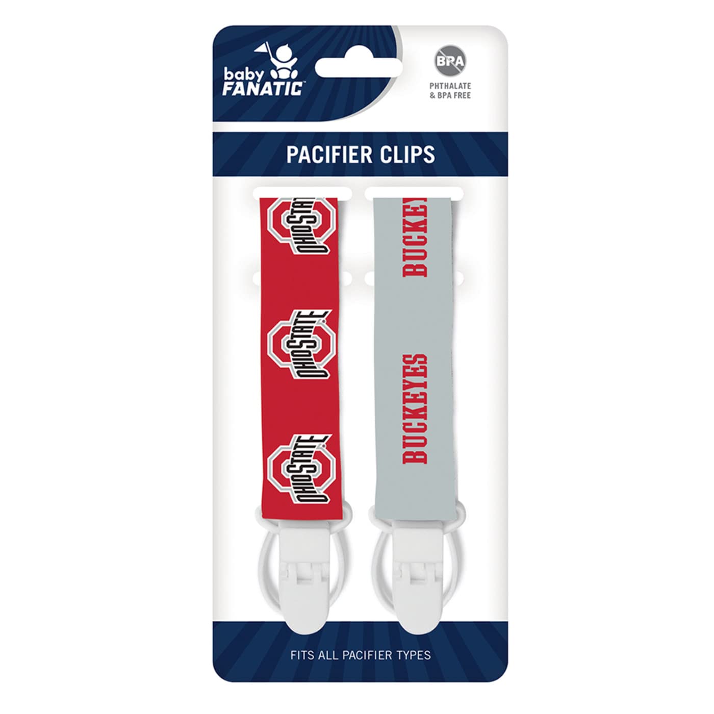 Foto 3 pulgar | Pinza Para Chupetes Babyfanatic Ncaa Ohio State Buckeyes, Paquete De 2 - Venta Internacional.