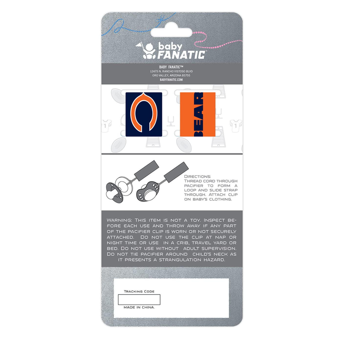 Foto 4 pulgar | Pinza Para Chupetes Babyfanatic Nfl Chicago Bears, Paquete De 2 - Venta Internacional.