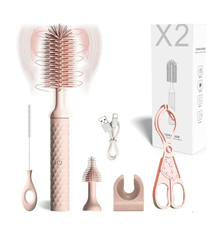 Multifunción Cepillo Electrico Limpiador Biberones Y Taza Color Rosa