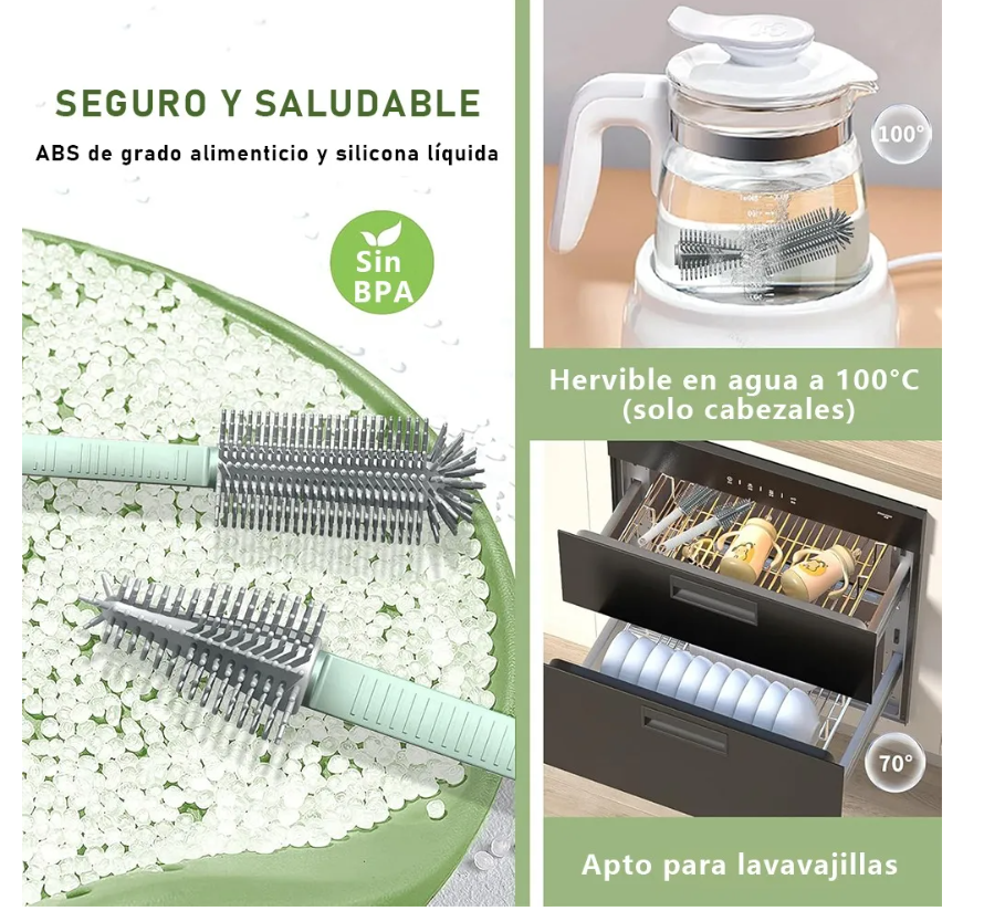 Foto 3 | Cepillo Limpieza Biberones Silicon Sujetador Juego Kit 7en1