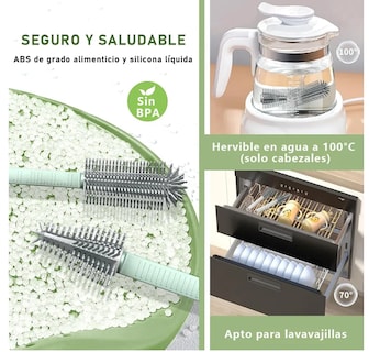 Foto 3 | Cepillo Limpieza Biberones Silicon Sujetador Juego Kit 7en1