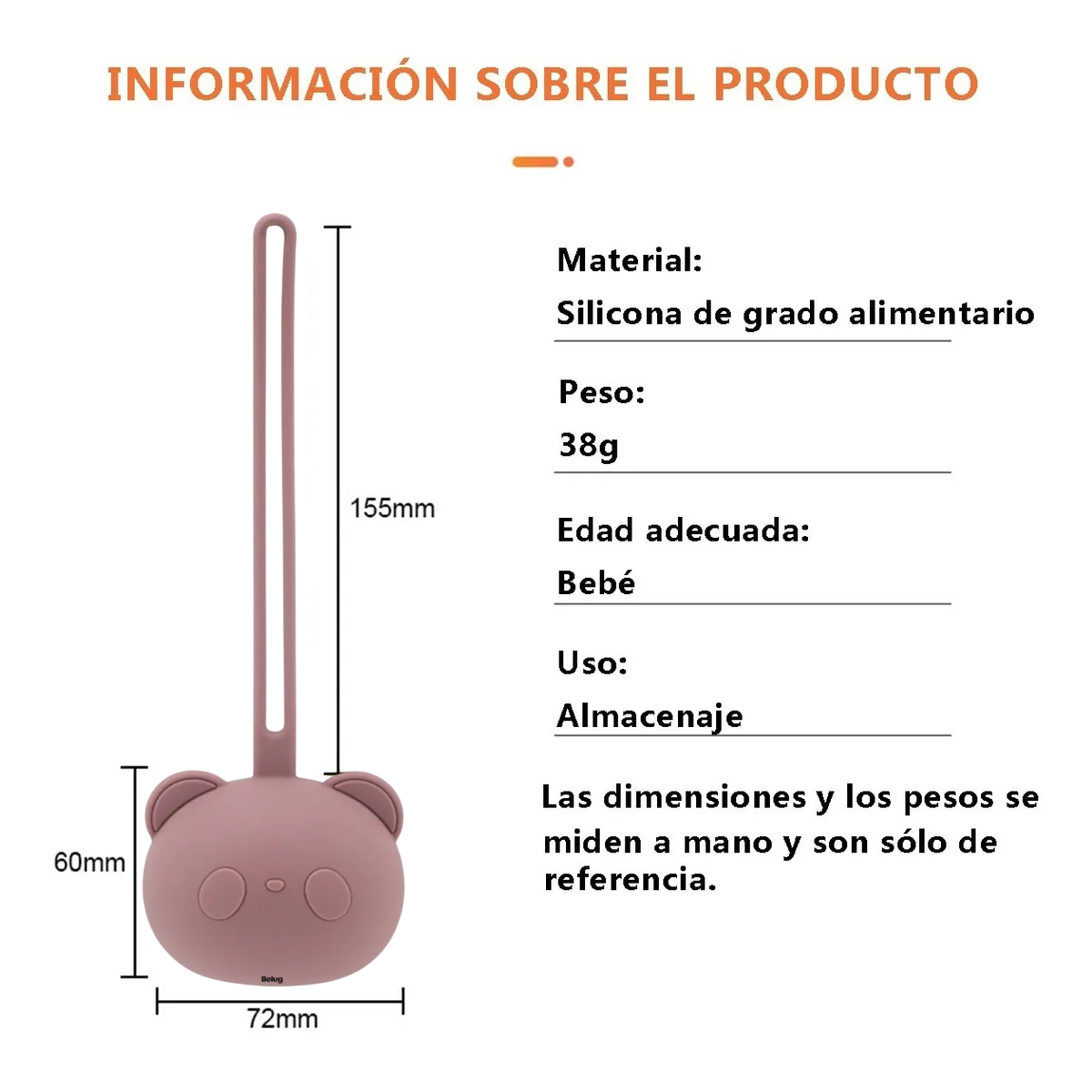 Foto 4 | Porta Chupones Bebé   Belug Silicona Estuche Para Guardar Chupete Rosa