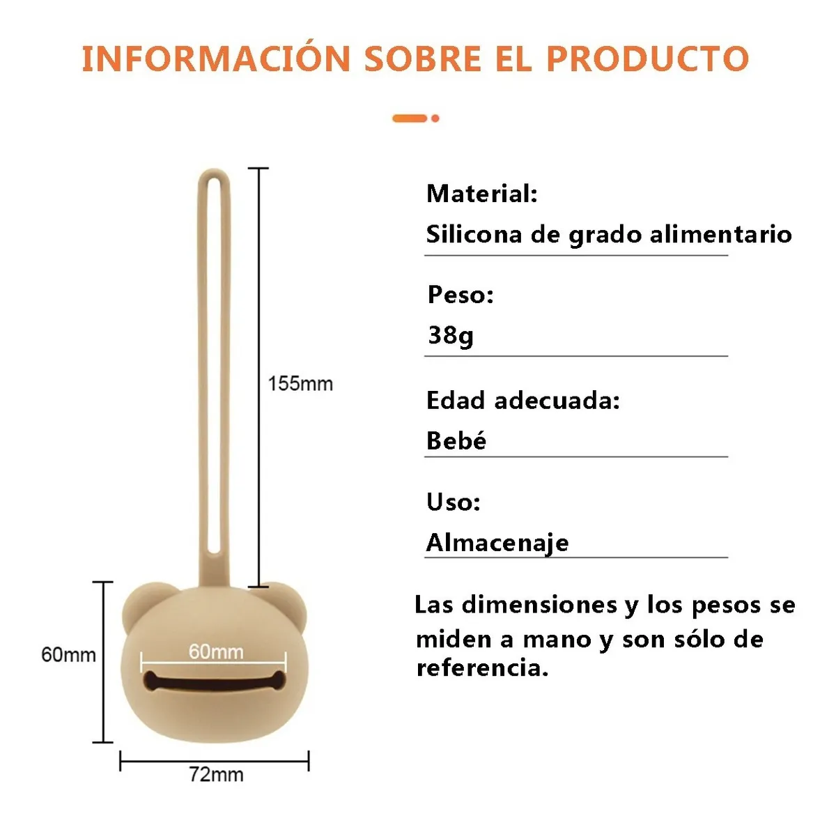 Foto 4 | Porta Chupones Bebé  Belug  Silicona Estuche Para Guardar Chupete Beige