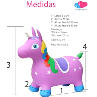 Foto 3 | Montable Brincolín Inflable Niños Ecobaby Original Unicornio Rojo