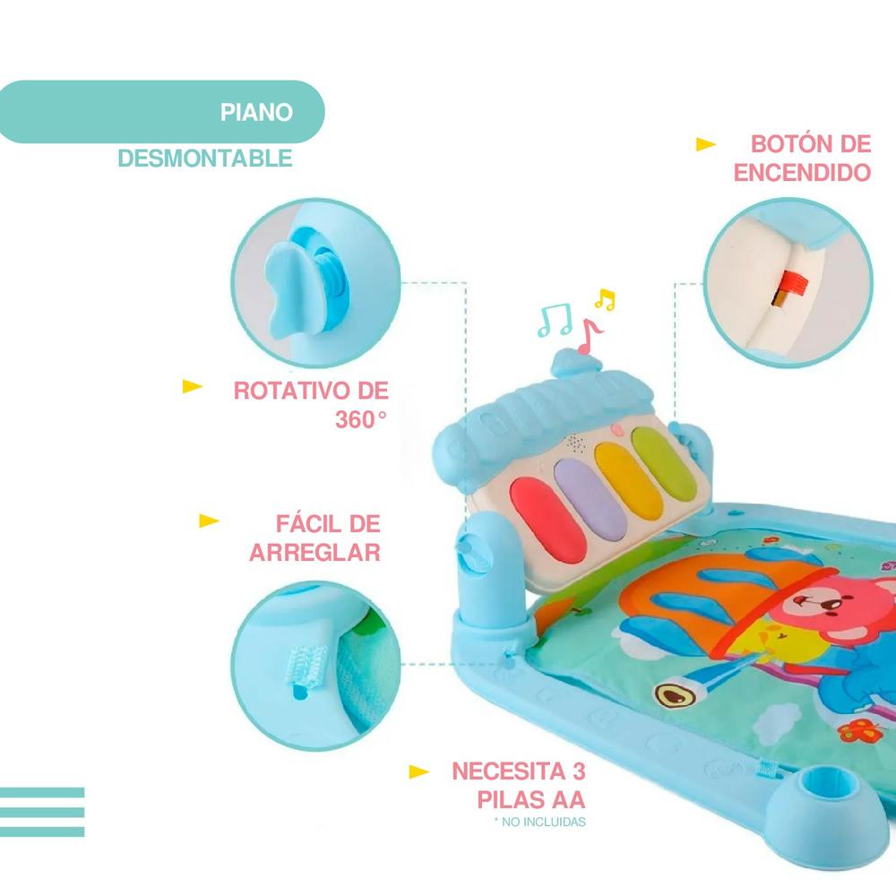 Foto 7 pulgar | Tapete de Ejercicio Didáctico YEI Azul con Sonido para Bebé
