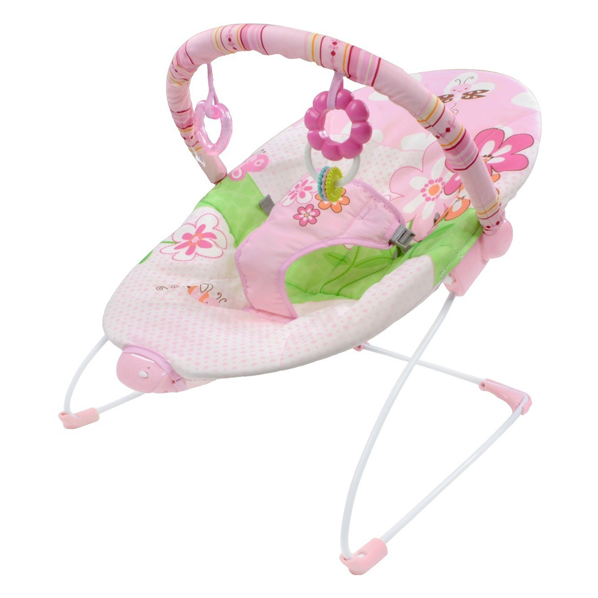 Bouncer Silla Mecedora Little Monkey Rosa Vibradora Portátil para Bebé