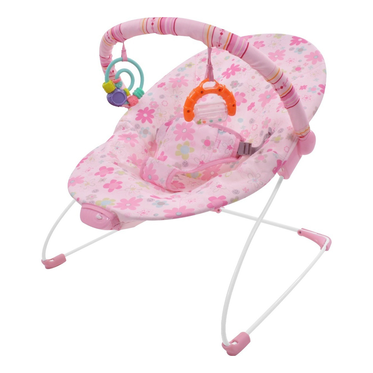 Bouncer Silla Mecedora Little Monkey Rosa Vibradora Portátil para Bebé