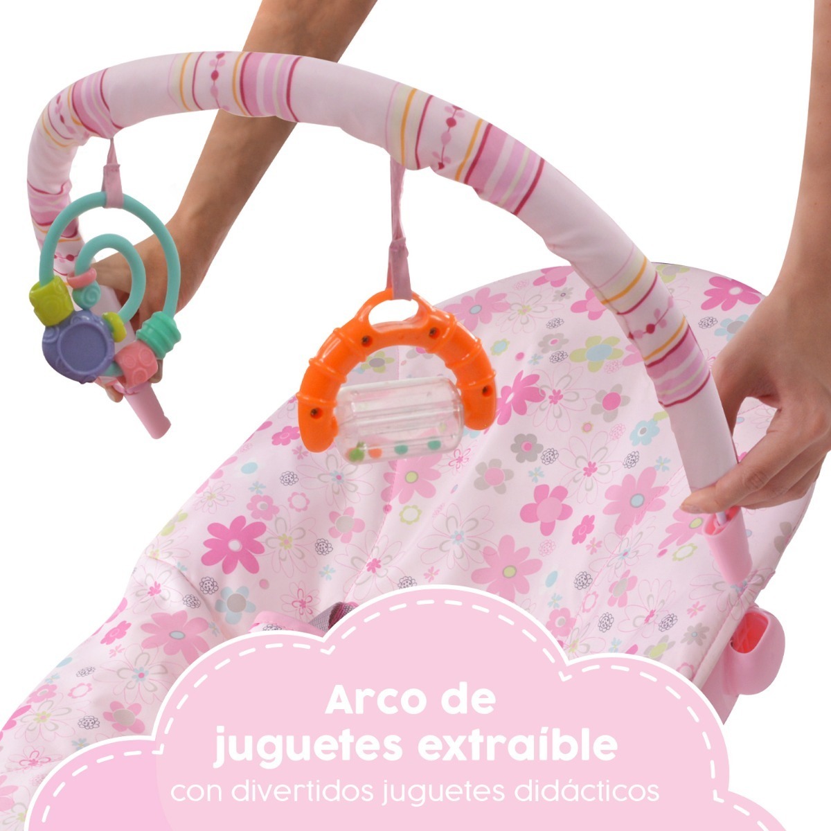 Foto 3 pulgar | Bouncer Silla Mecedora Little Monkey Rosa Vibradora Portátil para Bebé