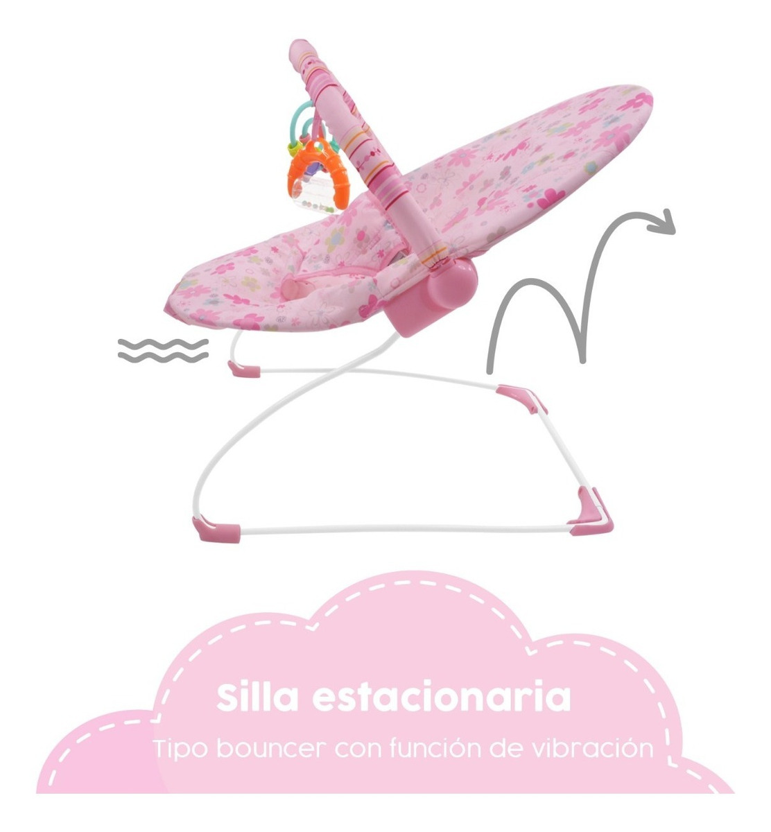 Foto 4 pulgar | Bouncer Silla Mecedora Little Monkey Rosa Vibradora Portátil para Bebé