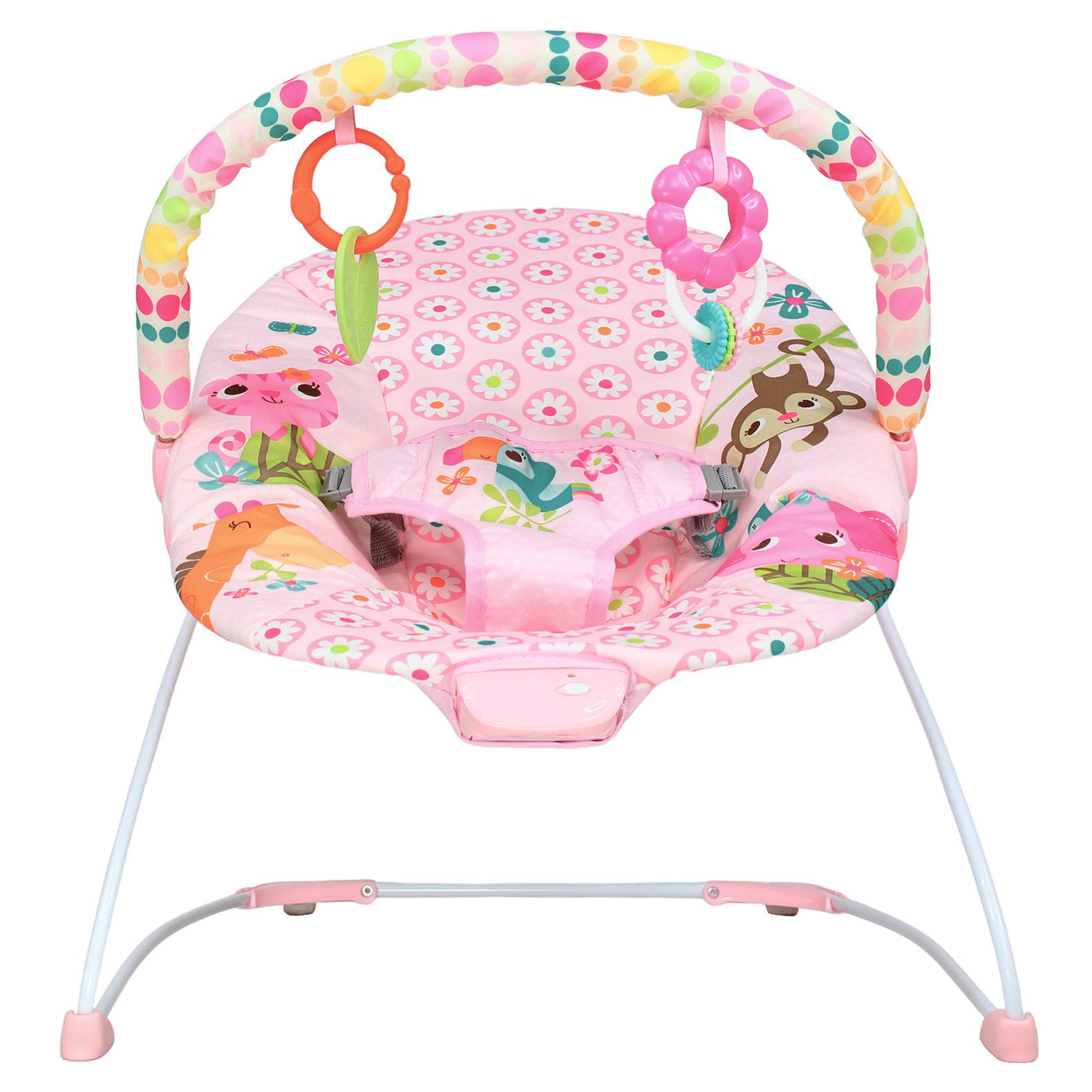 Foto 4 pulgar | Bouncer Silla Mecedora Little Monkey Rosa para Bebé con Juguetes