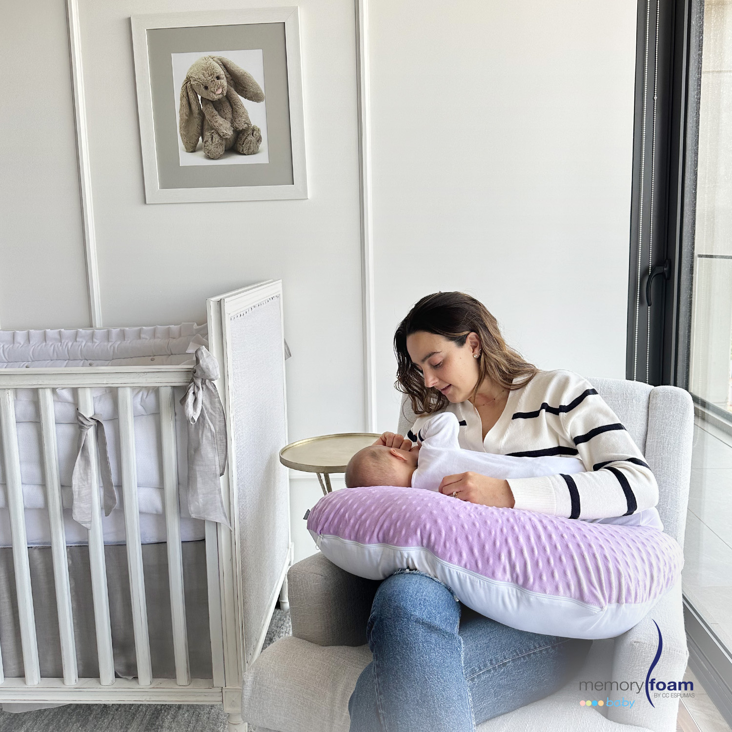 Foto 8 pulgar | Almohada De Lactancia/ Cojín Para Alimentar Bebé Con Biberón  O Fórmula Con Funda Lavable Lila