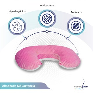 Foto 2 | Almohada De Lactancia/ Cojín Para Alimentar Bebé Con Biberón O Fórmula Con Funda Lavable Rosa