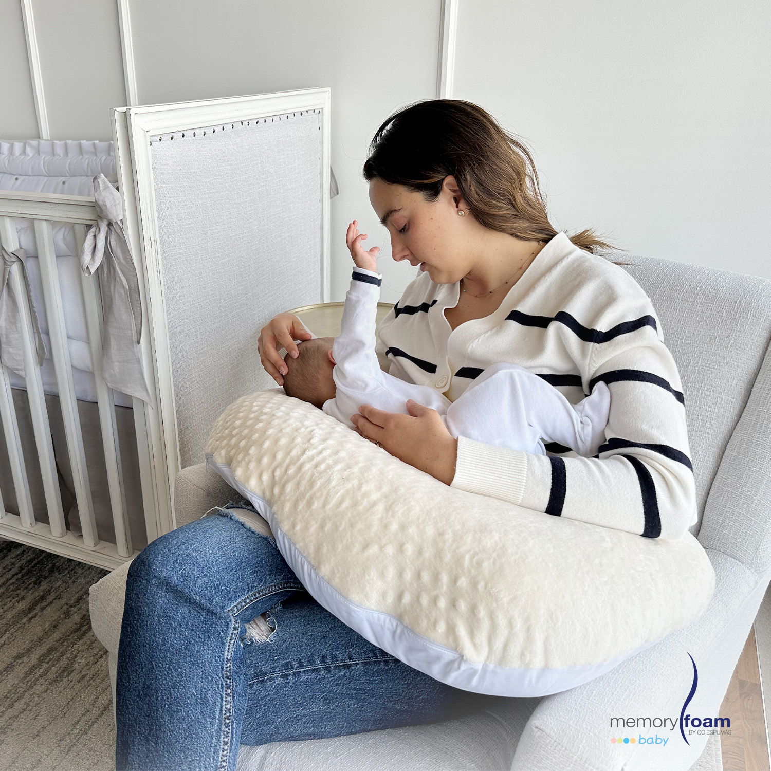 Foto 7 pulgar | Almohada De Lactancia/ Cojín Para Alimentar Bebé Con Biberón  O Fórmula Con Funda Lavable Beige