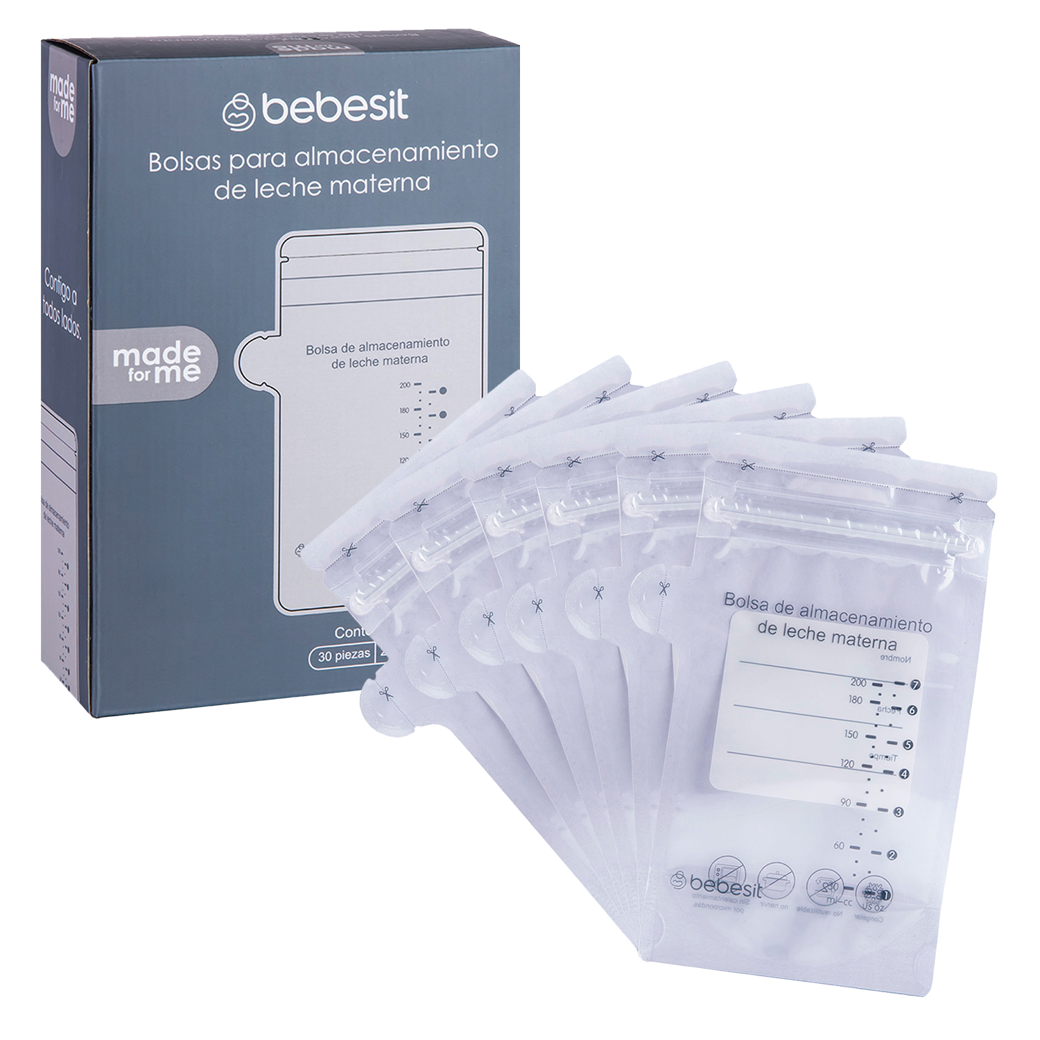 Foto 3 pulgar | Pack 30 Bolsas Leche Materna Bebesit Antiderrame 200 Ml