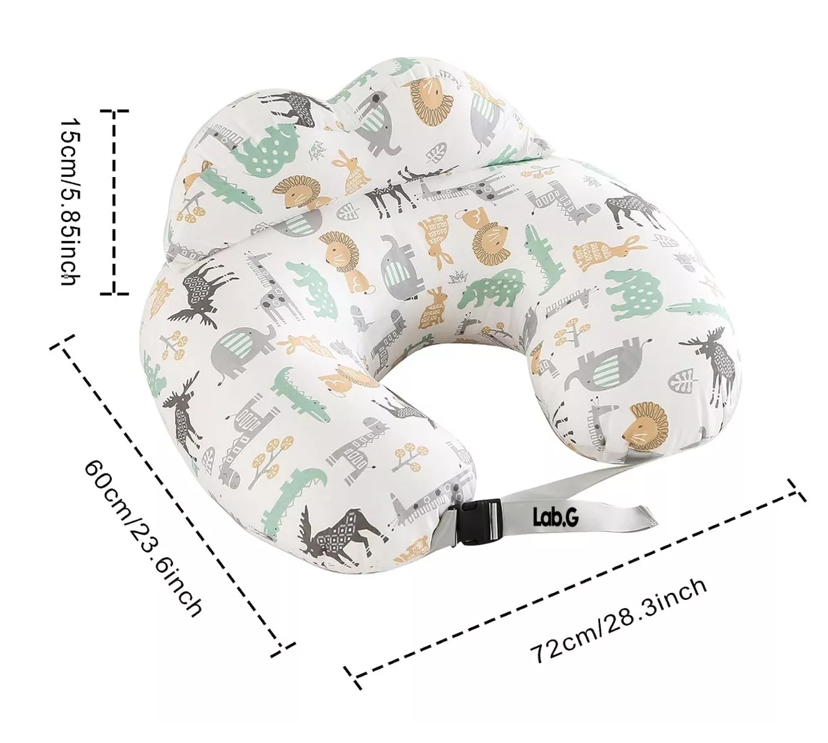 Foto 3 pulgar | Almohada Cojin De Lactancia Para Bebé Amamantar Antirreflujo Blanco Dibujos Animales