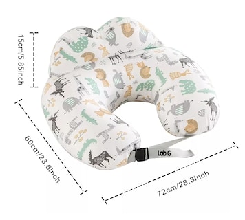 Foto 2 | Almohada Cojin De Lactancia Para Bebé Amamantar Antirreflujo Blanco Dibujos Animales