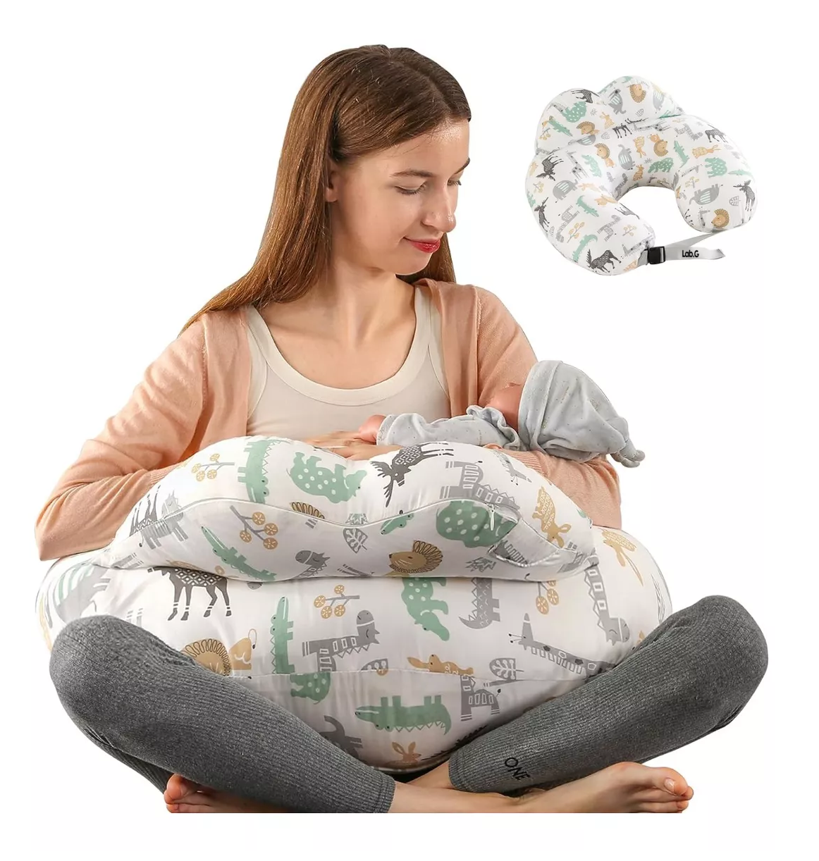 Foto 5 | Almohada Cojin De Lactancia Para Bebé Amamantar Antirreflujo Blanco Dibujos Animales