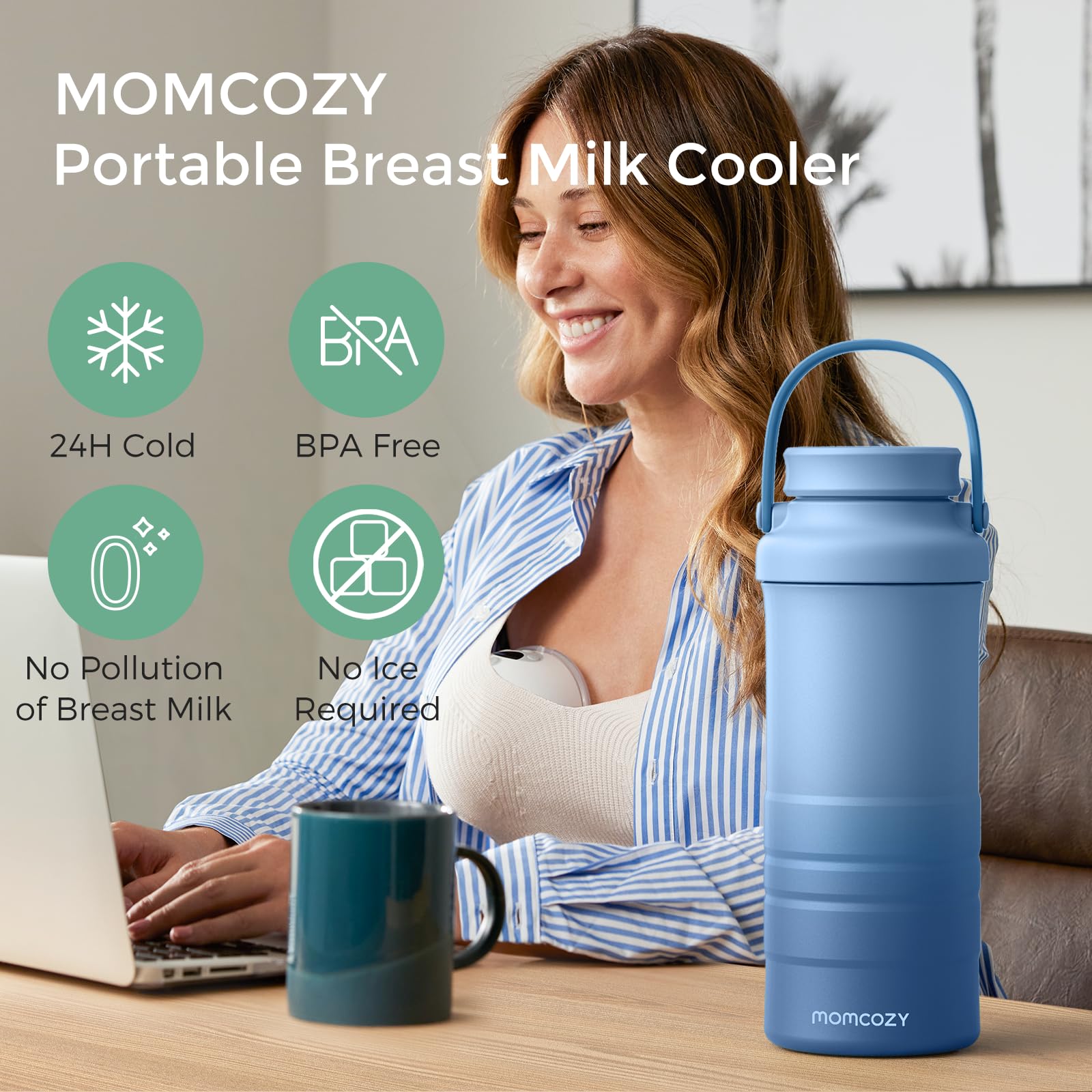 Foto 2 | Enfriador De Leche Materna Portátil Momcozy De 650 Ml Con 2 Biberones - Venta Internacional.