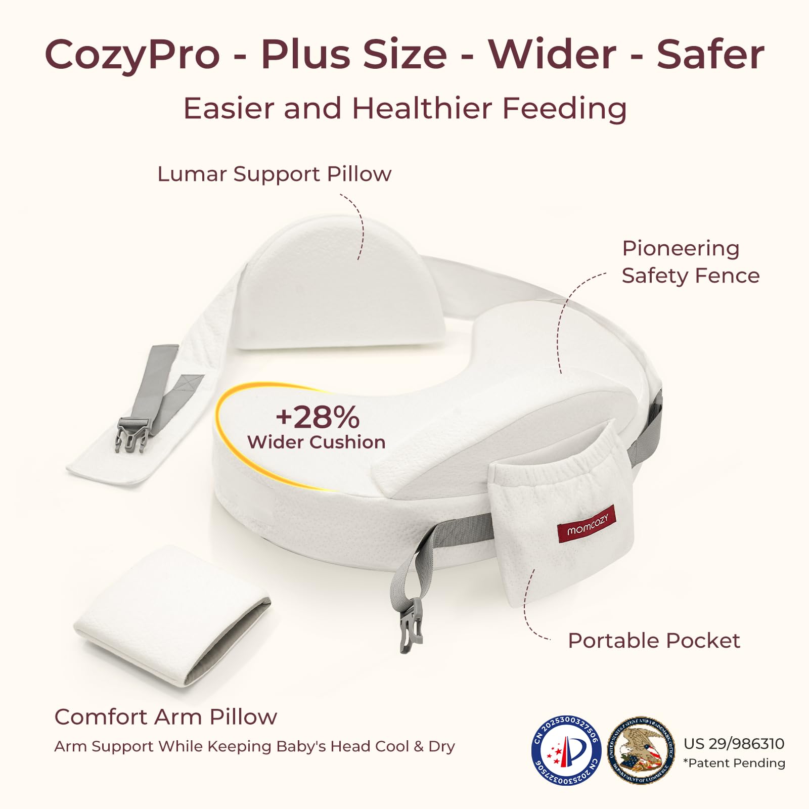 Foto 3 | Almohada De Lactancia Momcozy Cozypro Con Soporte Ergonómico Integral - Venta Internacional.