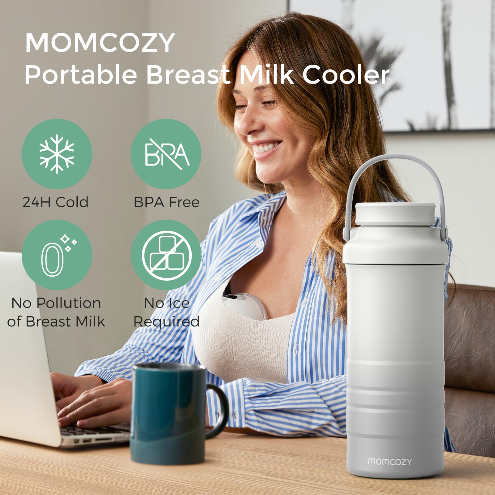 Foto 2 | Enfriador De Leche Materna Portátil Momcozy De 650 Ml Con 2 Biberones - Venta Internacional.