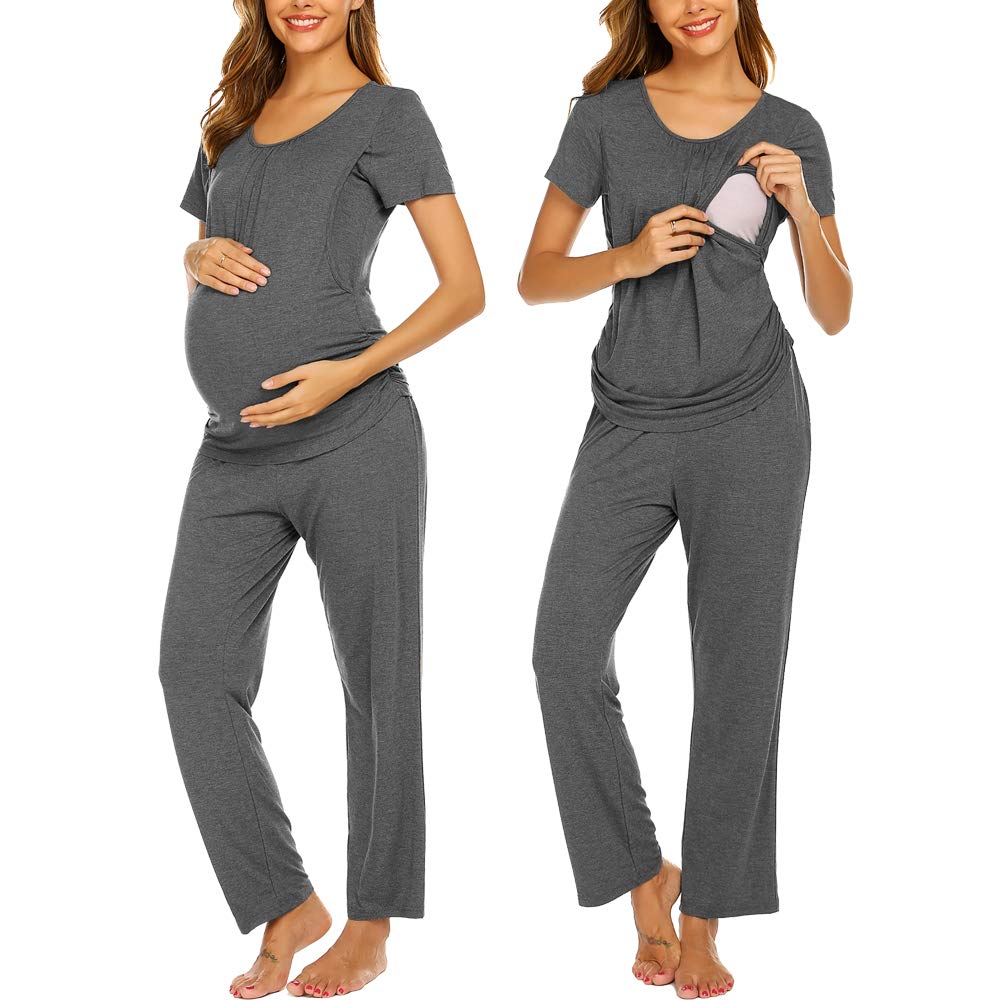 Foto 1 | Conjunto De Pijama De Lactancia Para Maternidad Ekouaer Grey Xxl - Venta Internacional.