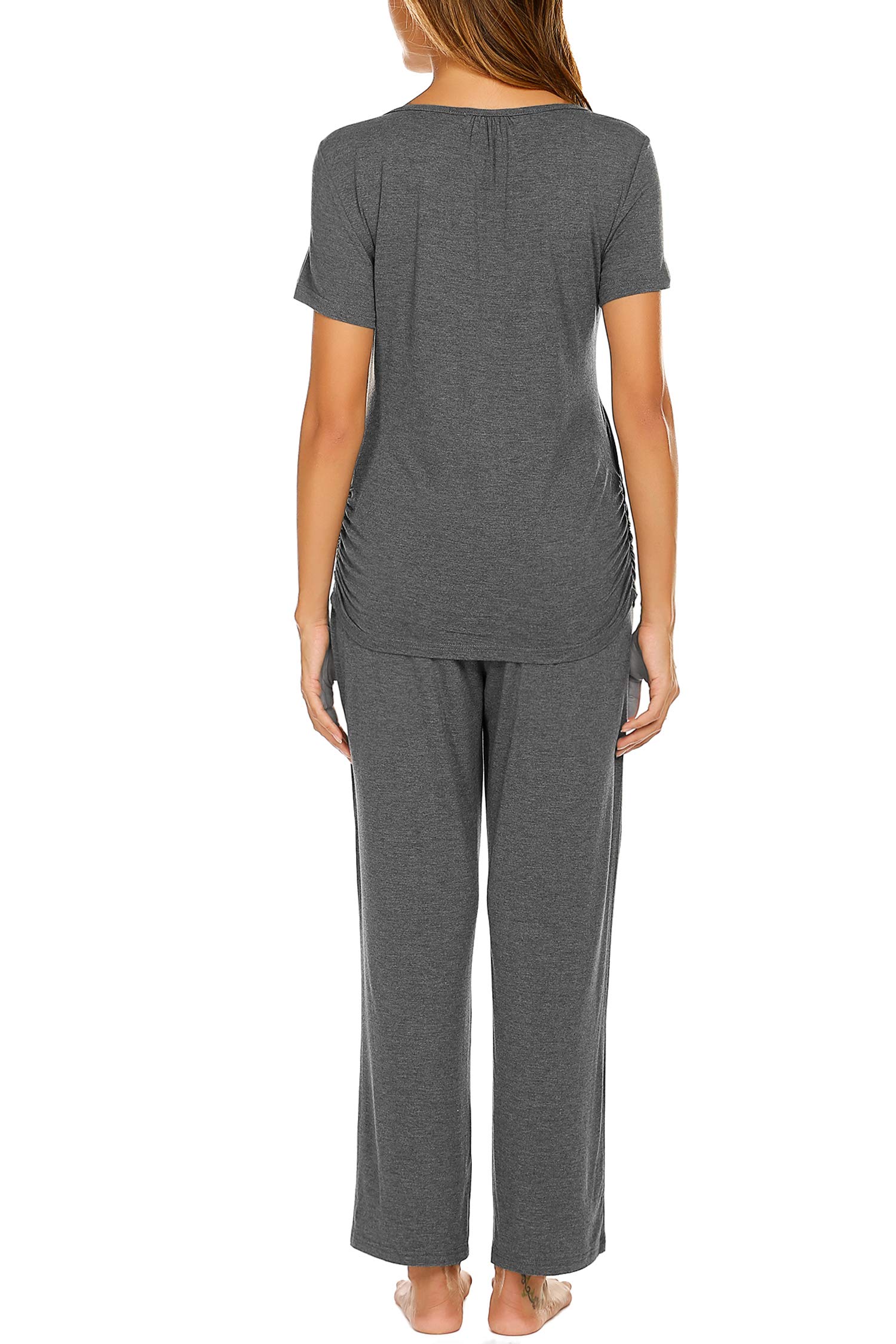 Foto 6 pulgar | Conjunto De Pijama De Lactancia Para Maternidad Ekouaer Grey Xxl - Venta Internacional.