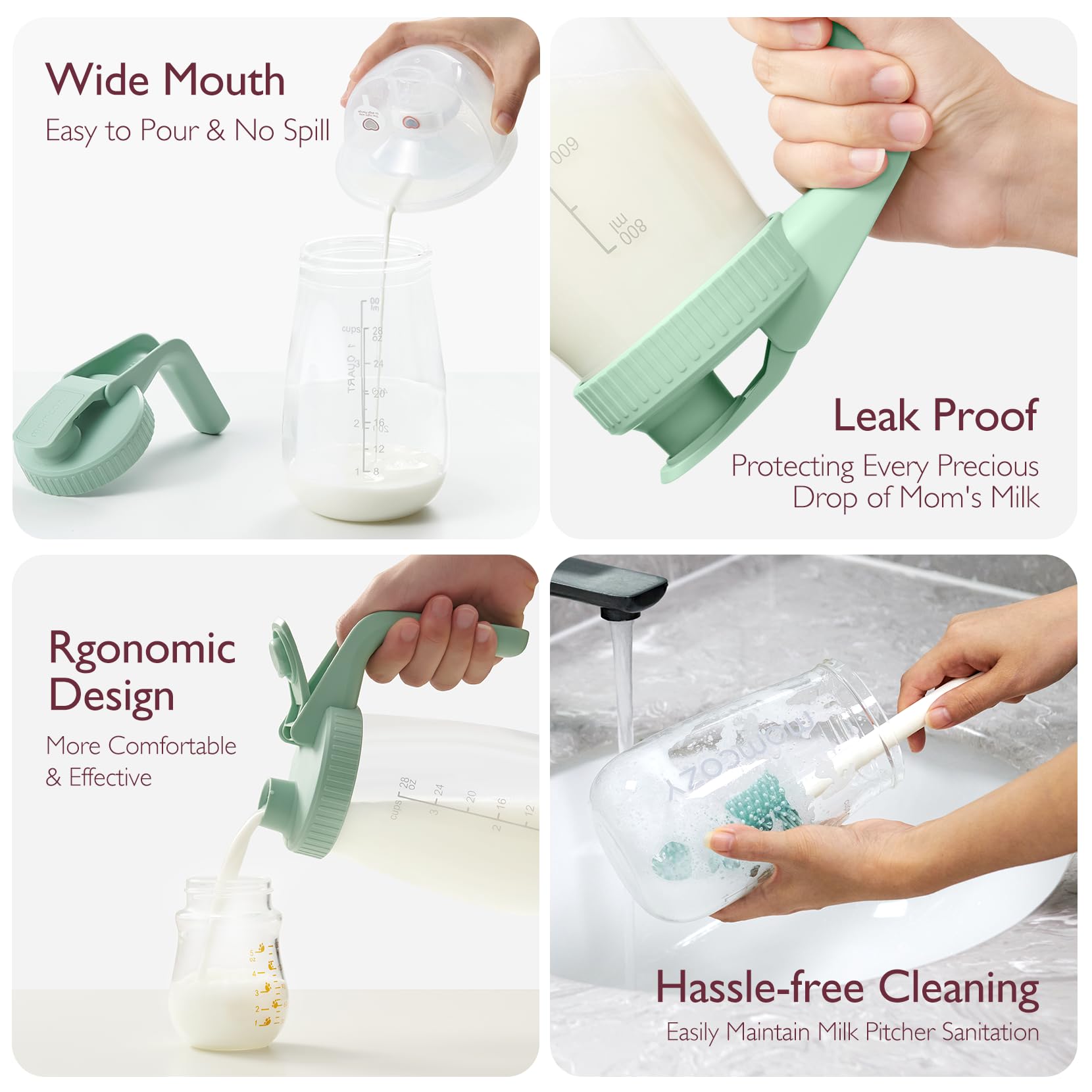 Foto 4 pulgar | Jarra De Leche Materna Momcozy, Resistente Al Calor Y Al Frío, 1 Litro, Verde - Venta Internacional.