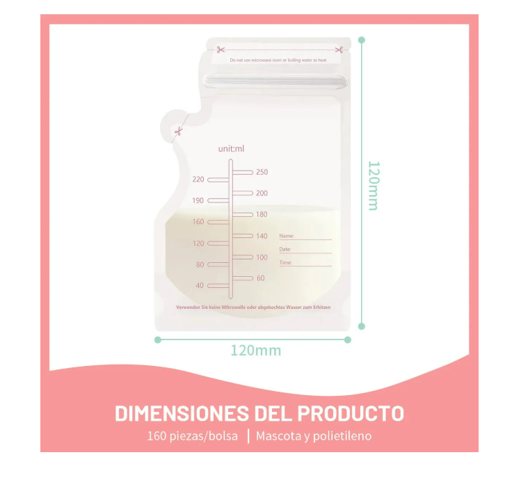 Foto 4 pulgar | Bolsas Lactancia De Almacenamiento 250ml 160 Piezas