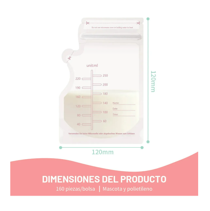 Foto 4 | Bolsas Lactancia De Almacenamiento 250ml 160 Piezas
