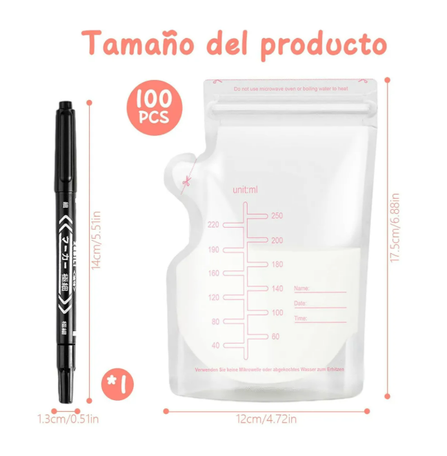 Foto 5 pulgar | Bolsa De Almacenamiento De Leche Materna 250ml 100 Piezas